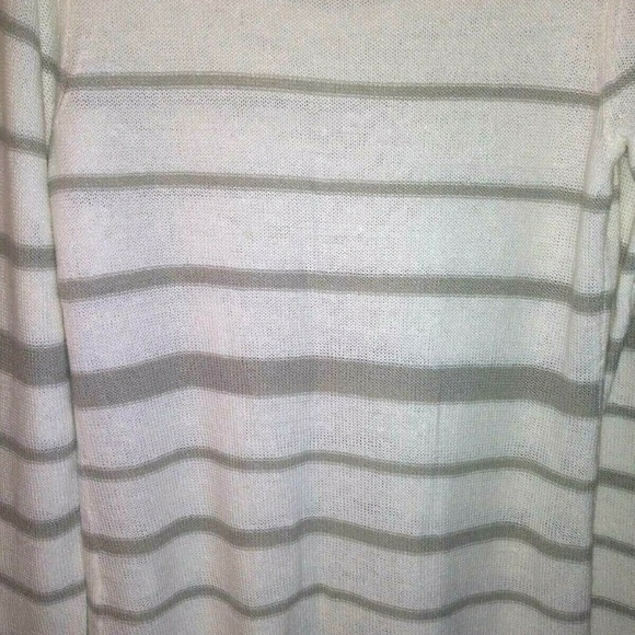 NWT COLDWATER CREEK sweater top silver sequins gray stripes LINEN BLEND - Picture 5 of 8